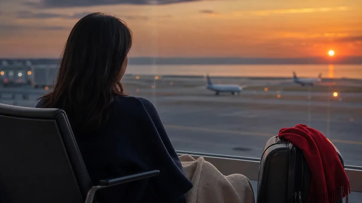 공항 라운지 창밖의 활주로